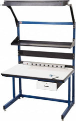 Proline - 60 Wide x 30" Deep x 36" High, Static Dissipative Workbench - Adjustable Height Legs, Blue & Black - Americas Industrial Supply