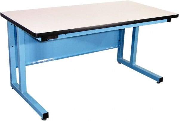 Proline - 60 Wide x 30" Deep x 30" High, Plastic Laminate Workbench - Fixed Legs With Adjustable Height Glides, Blue - Americas Industrial Supply