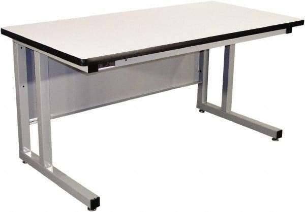 Proline - 60 Wide x 30" Deep x 30" High, Plastic Laminate Workbench - Fixed Legs With Adjustable Height Glides, Gray - Americas Industrial Supply