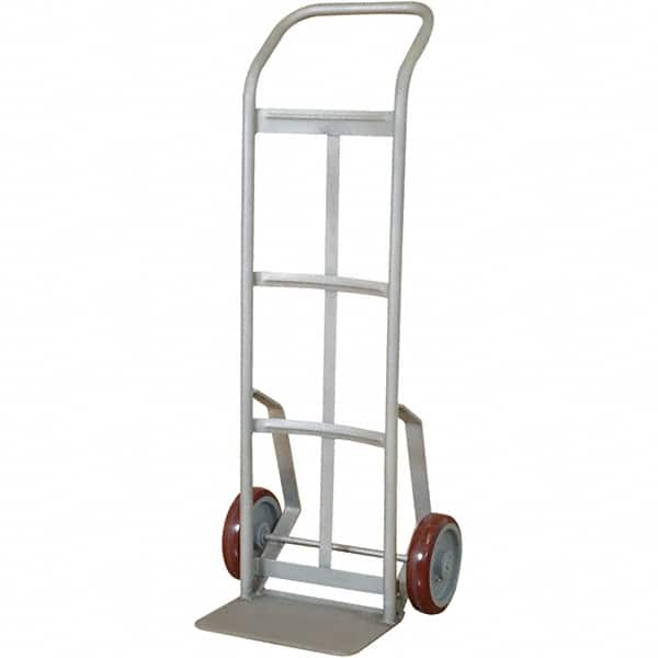 Wesco Industrial Products - 600 Lb Capacity 48" OAH Hand Truck - 7-1/2 x 14" Base Plate, Swept Back, Continuous Handle, Stainless Steel, Polyurethane Wheels - Americas Industrial Supply