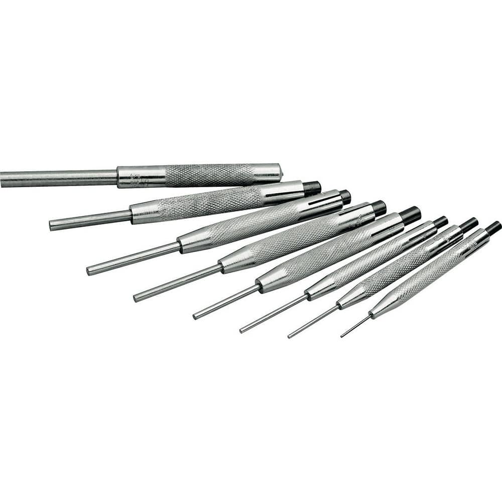 Pin Punch Set: 8 Pc, 9 to 59 mm Steel, Comes in Metal Case