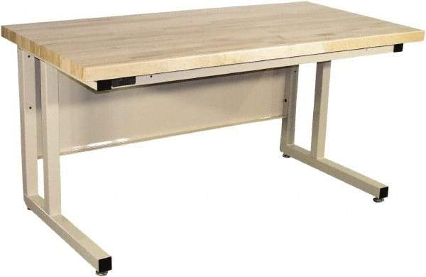 Proline - 60 Wide x 30" Deep x 30" High, Butcher Block Maple Workbench - Fixed Legs With Adjustable Height Glides, Beige - Americas Industrial Supply