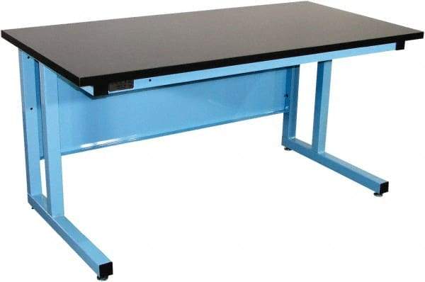 Proline - 60 Wide x 30" Deep x 30" High, Chem-Guard Workbench - Fixed Legs With Adjustable Height Glides, Blue - Americas Industrial Supply