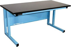 Proline - 60 Wide x 30" Deep x 30" High, Chem-Guard Workbench - Fixed Legs With Adjustable Height Glides, Blue - Americas Industrial Supply