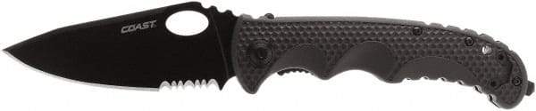 Coast Cutlery - 3-29/32" Blade, 8.9" OAL, Tactical Knife - 5" Closed Length, Glass-Filled Nylon - Americas Industrial Supply