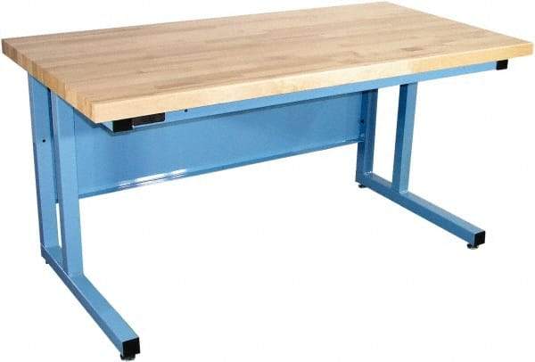 Proline - 60 Wide x 30" Deep x 30" High, Plastic Laminate Workbench - Fixed Legs With Adjustable Height Glides, Blue - Americas Industrial Supply