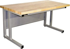Proline - 60 Wide x 30" Deep x 30" High, Butcher Block Maple Workbench - Fixed Legs With Adjustable Height Glides, Gray - Americas Industrial Supply