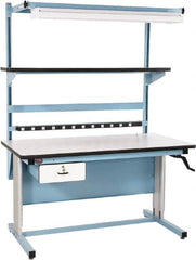 Proline - 72 Wide x 30" Deep x 42" High, Static Dissipative Workbench - Adjustable Height Legs, Blue - Americas Industrial Supply