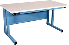 Proline - 60 Wide x 30" Deep x 30" High, Plastic Laminate Workbench - Fixed Legs With Adjustable Height Glides, Blue - Americas Industrial Supply