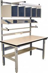 Proline - 60 Wide x 30" Deep x 36" High, Static Dissipative Workbench - Adjustable Height Legs, Light Gray - Americas Industrial Supply