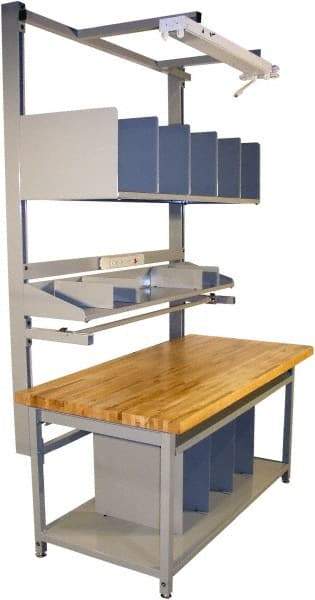 Proline - 72 Wide x 30" Deep x 36" High, Butcher Block Maple Workbench - Adjustable Height Legs, Gray - Americas Industrial Supply