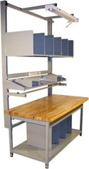 Proline - 72 Wide x 30" Deep x 36" High, Butcher Block Maple Workbench - Adjustable Height Legs, Gray - Americas Industrial Supply