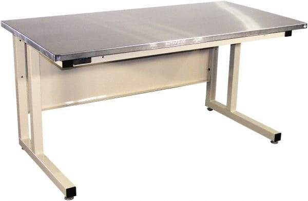 Proline - 60 Wide x 30" Deep x 30" High, Stainless Steel Workbench - Fixed Legs With Adjustable Height Glides, Beige - Americas Industrial Supply