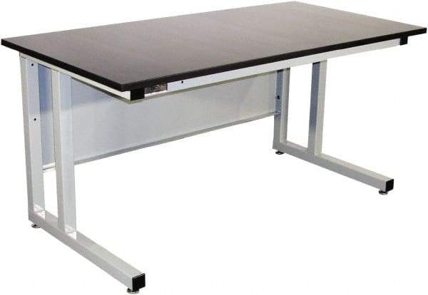 Proline - 72 Wide x 30" Deep x 30" High, Epoxy Resin Workbench - Fixed Legs With Adjustable Height Glides, Gray - Americas Industrial Supply