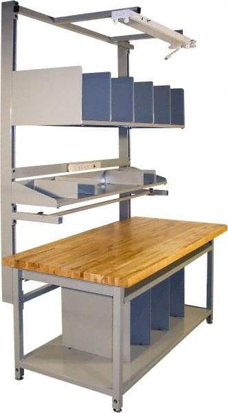 Proline - 60 Wide x 30" Deep x 36" High, Butcher Block Maple Workbench - Adjustable Height Legs, Gray - Americas Industrial Supply