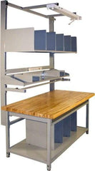 Proline - 60 Wide x 30" Deep x 36" High, Butcher Block Maple Workbench - Adjustable Height Legs, Gray - Americas Industrial Supply