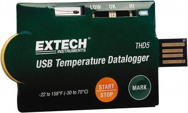 Extech - Temperature Recorders Type: Temperature Recorder Recording Time: Selectable data sampling rate: 2sec, 5sec, 10sec, 30sec, 1min, 5min, 10min, 30min, 1hour, 2hour, 3hour, 6hour, 12hour, 24hour - Americas Industrial Supply