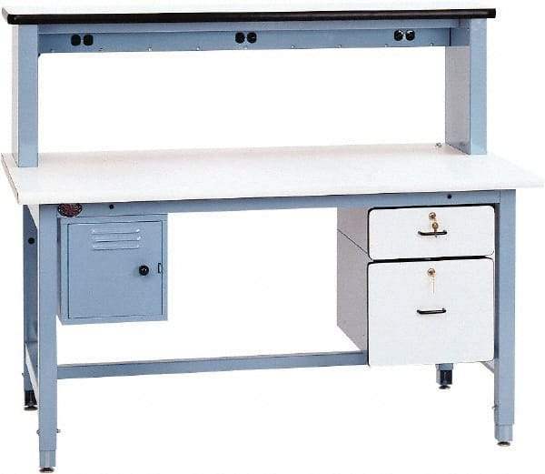 Proline - 60 Wide x 36" Deep x 30" High, Plastic Laminate Workbench - Rolled Edge, Adjustable Height Legs, Light Blue - Americas Industrial Supply