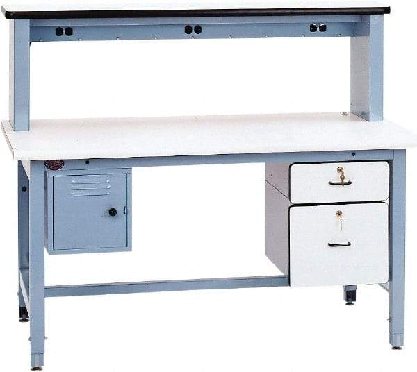Proline - 60 Wide x 30" Deep x 30" High, Static Dissipative Workbench - Rolled Edge, Adjustable Height Legs, Light Blue - Americas Industrial Supply