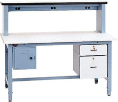 Proline - 72 Wide x 30" Deep x 30" High, Plastic Laminate Workbench - Rolled Edge, Adjustable Height Legs, Light Blue - Americas Industrial Supply