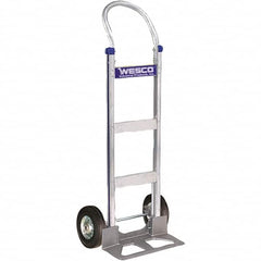 Wesco Industrial Products - 600 Lb Capacity 49" OAH Hand Truck - 18 x 7-1/2" Base Plate, Swept Back, Continuous Handle, Aluminum, Semi-Pneumatic Wheels - Americas Industrial Supply