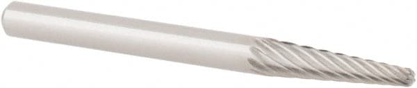 OSG - 1/8" Cut Diam, 1/8" Shank Diam, Taper Head Fluted Cut Burr - Carbide, Radius End, 1/2" LOC, 1-1/2" OAL - Americas Industrial Supply