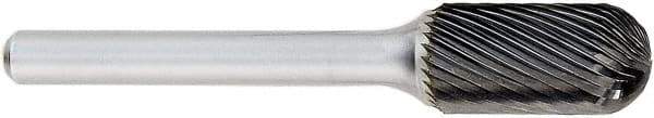 OSG - 3/4" Cut Diam, 1/4" Shank Diam, Cylinder with Radius Head Fluted Cut Burr - Carbide, Radius End, 1" LOC, 2" OAL - Americas Industrial Supply