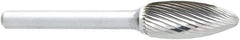 OSG - 1/2" Cut Diam, 1/4" Shank Diam, Flame Head Fluted Cut Burr - Carbide, Radius End, 1-1/4" LOC, 2" OAL - Americas Industrial Supply