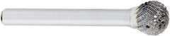 OSG - 3/8" Cut Diam, 1/4" Shank Diam, Ball Head Burr - Carbide, Radius End, 3/8" LOC, 6" OAL - Americas Industrial Supply
