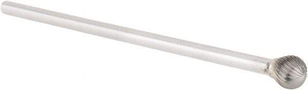 OSG - 1/2" Cut Diam, 1/4" Shank Diam, Ball Head Fluted Cut Burr - Carbide, Radius End, 1/2" LOC, 6" OAL - Americas Industrial Supply