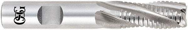 OSG - 2" Diam, 8" LOC, 6 Flute Cobalt Roughing & Finishing Square End Mill - Uncoated, 11-3/4" OAL, 2" Shank Diam, Weldon Shank, 30° Helix, Centercutting, Long Length - Americas Industrial Supply