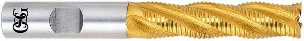 OSG - 5/8" Diam, 2-1/2" LOC, 4 Flute Cobalt Roughing Square End Mill - TiN Finish, 4-5/8" OAL, 3/8" Shank Diam, Single End - Americas Industrial Supply