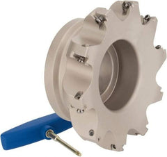 Iscar - 8 Inserts, 6" Cut Diam, 2" Arbor Diam, 0.512" Max Depth of Cut, Indexable Square-Shoulder Face Mill - 0/90° Lead Angle, 2-1/2" High, HM390 TDKT 1505 Insert Compatibility, Through Coolant, Series HeliIQMill - Americas Industrial Supply