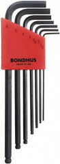 Bondhus - 7 Piece L-Key Ball End Hex Key Set - Hex Range 1.5 to 6mm, 8-3/4" OAL, Protanium High Torque Steel - Americas Industrial Supply