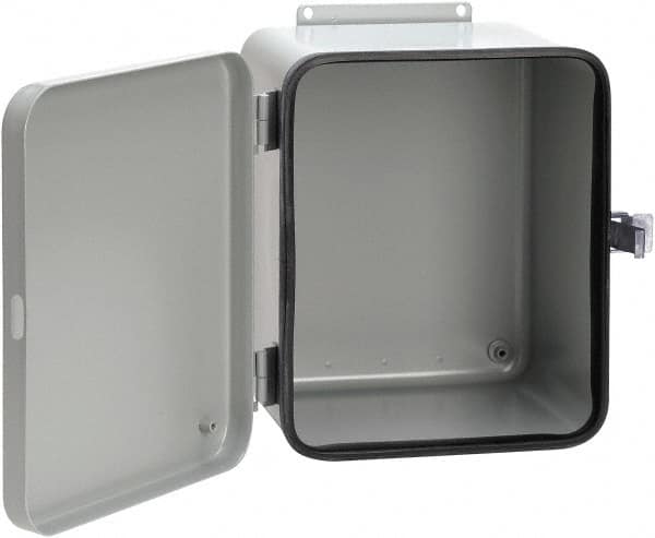 nVent Hoffman - Steel Junction Box Enclosure Hinge Flat Cover - NEMA 12, 13, 8" Wide x 10" High x 6" Deep - Americas Industrial Supply