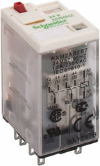 Square D - 8 Pins, 1.2 VA Power Rating, Ice Cube Electromechanical Plug-in General Purpose Relay - 12 Amp at 277 VAC, DPDT, 24 VAC, 21mm Wide x 40mm High x 27mm Deep - Americas Industrial Supply