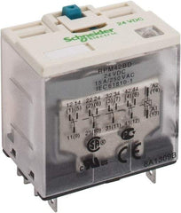 Square D - 14 Pins, Ice Cube Electromechanical Plug-in General Purpose Relay - 15 Amp at 277 V, 4PDT, 24 VDC, 41mm Wide x 39mm High x 27mm Deep - Americas Industrial Supply