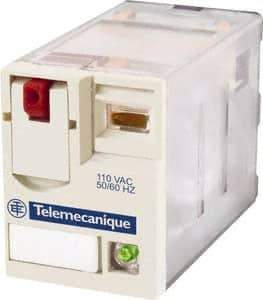 Schneider Electric - 1,500 VA Power Rating, Electromechanical Plug-in General Purpose Relay - 3 Amp at 250 VAC & 28 VDC, 6 at 250/277 VAC & 28 VDC, 8 Amp at 30 VDC, 4CO, 110 VDC - Americas Industrial Supply