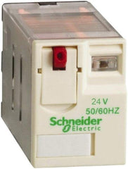 Square D - 5 Pins, 1.1 VA Power Rating, Ice Cube Electromechanical Plug-in General Purpose Relay - 15 Amp at 250 VAC, DPDT, 24 VAC, 21mm Wide x 39mm High x 27mm Deep - Americas Industrial Supply