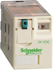 Square D - 8 Pins, Ice Cube Electromechanical Plug-in General Purpose Relay - 15 Amp at 277 V, DPDT, 24 VDC, 21mm Wide x 39mm High x 27mm Deep - Americas Industrial Supply