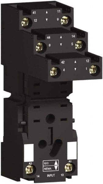 Square D - 8 Pins, 250 Volt, 5 and 12 Amp, DPDT, Ice Cube Relay Socket - DIN Rail Mount, Screw Panel Mount, Screw Terminal - Americas Industrial Supply