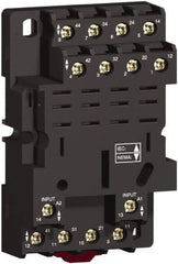 Square D - 14 Pins, 250 Volt, 16 Amp, 4PDT, Ice Cube Relay Socket - DIN Rail Mount, Screw Panel Mount, Screw Clamp Terminal - Americas Industrial Supply