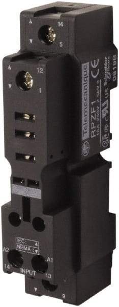 Square D - 5 Pins, 250 Volt, 16 Amp, SPDT, Ice Cube Relay Socket - DIN Rail Mount, Screw Panel Mount, Screw Clamp Terminal - Americas Industrial Supply