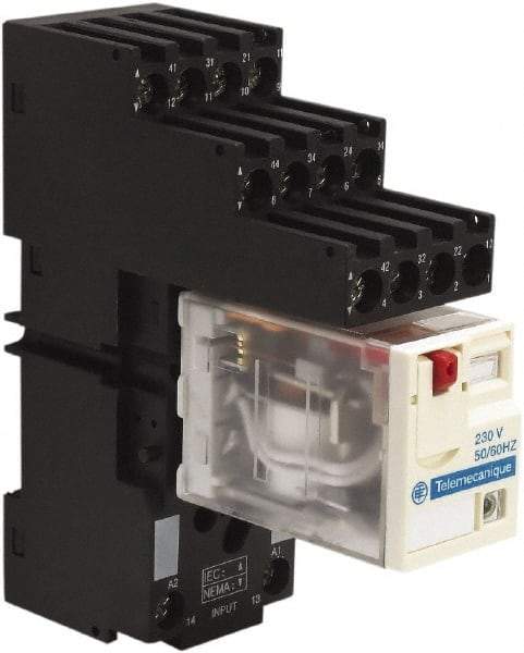 Square D - 11 Pins, 250 Volt, 5 and 10 Amp, 3PDT, Ice Cube Relay Socket - DIN Rail Mount, Screw Panel Mount, IP20, Plug In Terminal - Americas Industrial Supply