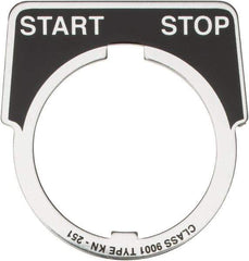 Square D - Metal Legend Plate - Start-Stop - Black Background, White Letters, 30mm Hole Diameter - Americas Industrial Supply