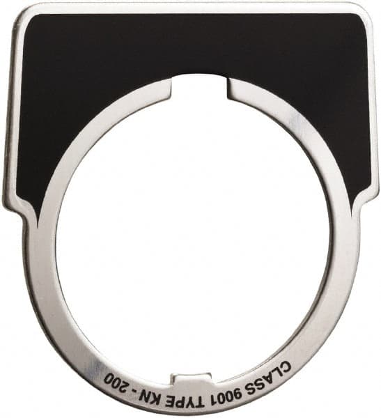 Square D - Metal Legend Plate - Jog - Black Background, White Letters, 30mm Hole Diameter - Americas Industrial Supply