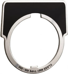 Square D - Metal Legend Plate - Jog - Black Background, White Letters, 30mm Hole Diameter - Americas Industrial Supply