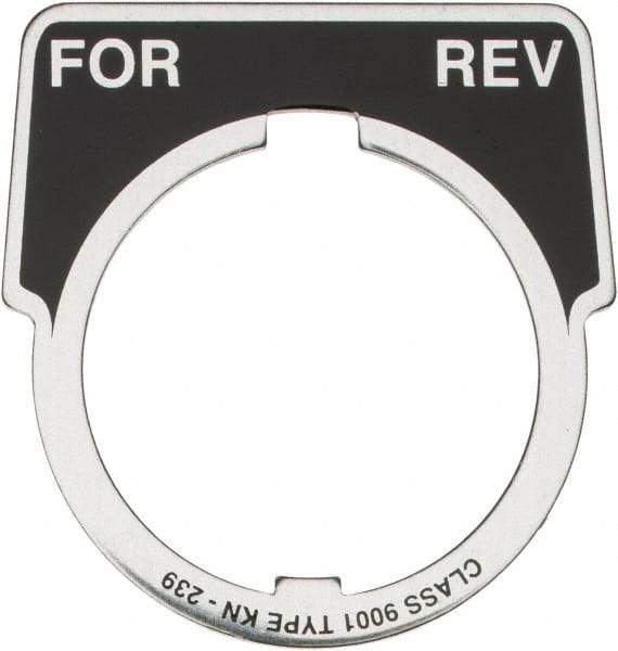 Square D - Metal Legend Plate - For-Rev - Black Background, White Letters, 30mm Hole Diameter - Americas Industrial Supply