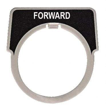 Square D - Half Round, Aluminum Legend Plate - Forward - Black Background, White Letters, 1.18 Inch Hole Diameter - Americas Industrial Supply