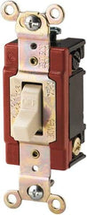 Cooper Wiring Devices - 2 Pole, 120 to 277 VAC, 20 Amp, Industrial Grade, Toggle, Wall and Dimmer Light Switch - 1.3 Inch Wide x 4.19 Inch High, Fluorescent - Americas Industrial Supply